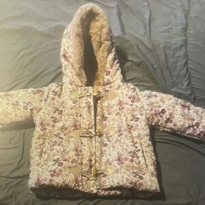 Charming Floral Kids Puffer Jacket with Hood